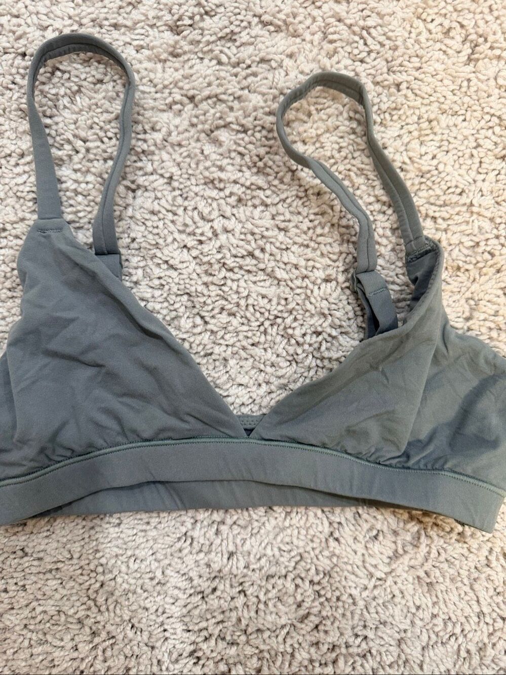SKIMS Grey Ribbed Scoop Bralette Bra Size XS Adjustable Straps